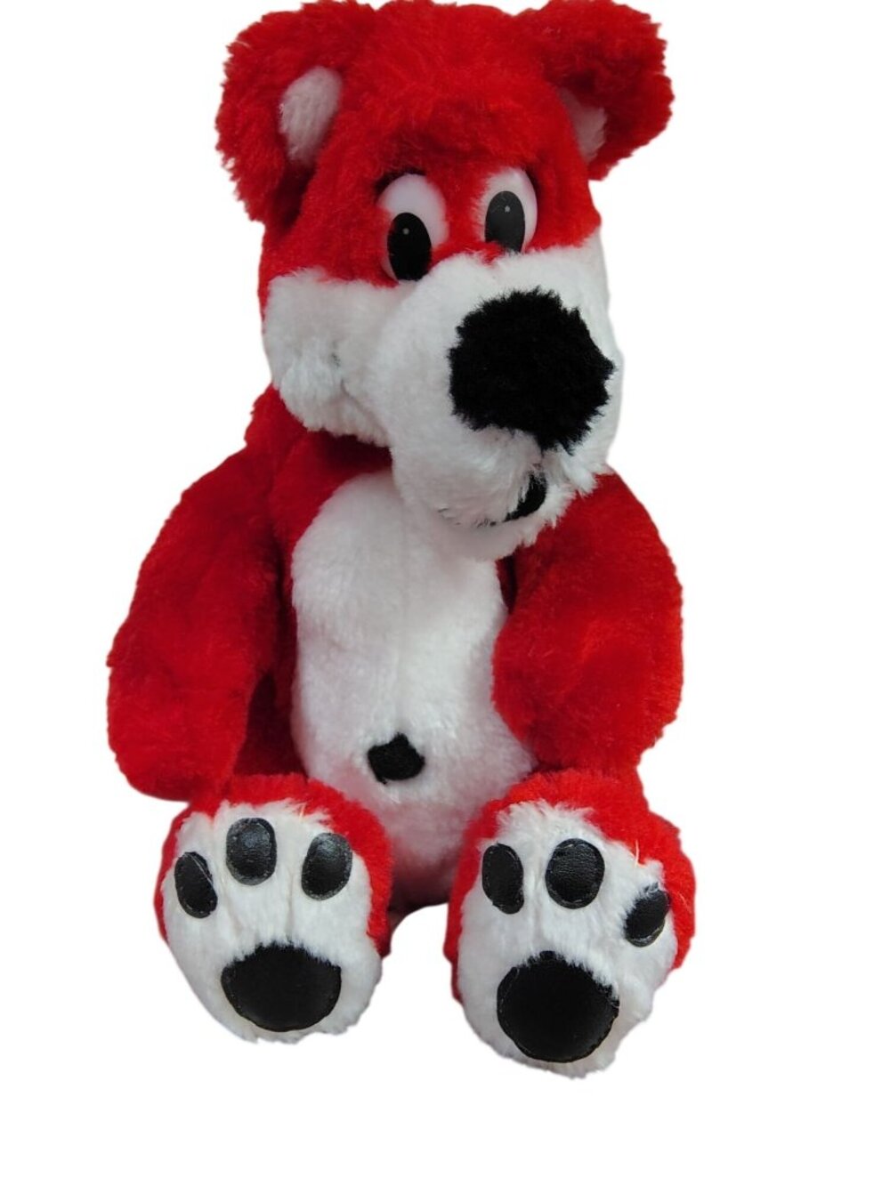 Vintage Nanco Red Plush Teddy Bear, Children's Toy, 10" in Height Stuffed Animal